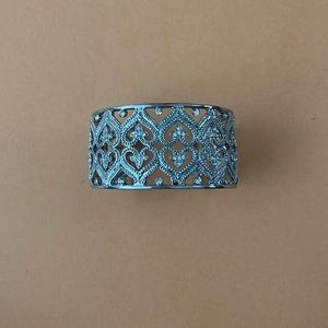 Silver diamond heart bracelet/bangle